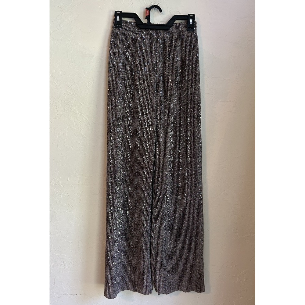 Stine Goya Markus Wide Leg Pants‎ XXS NWOT Holographic Sequin Designer Relaxed